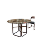 Round dining table in rattan, smoked glass top, 1970s.