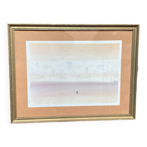 aquarelle encadrée d'un