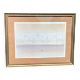 Watercolor framed with a landscape.