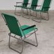 Set of 4 folding chairs with green canvas and aluminum frame