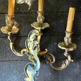 Vintage golden bronze 3-light wall light