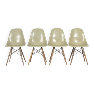 Grey Yellow Set (4) Vitra Vintage Original Eames DSW Side Shell Chairs