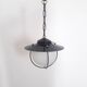 Old entrance hall suspension - opaline and black lacquered metal - 1960