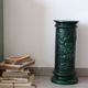 Pedestal column in green ceramic with flower and fruit decoration