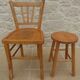 Chair and stool in solid wood in its patina