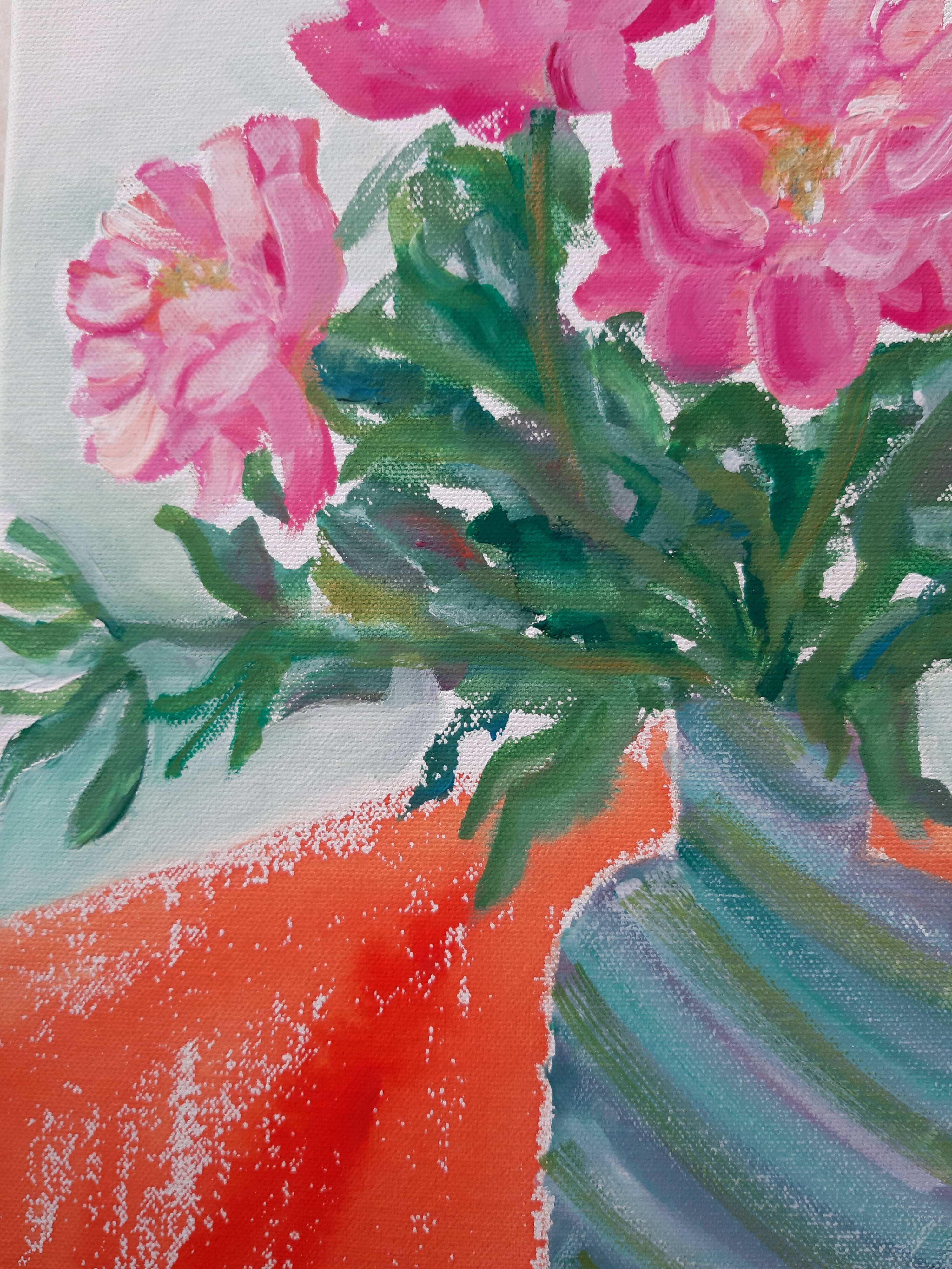 Bouquet of peonies alla prima