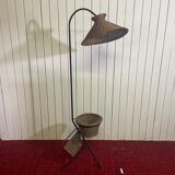 Floor lamp, e-reader door reviews with rattan basket circa 1950