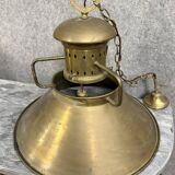 Pair of important marine chandeliers in bronze and gilded brass circa 1900
