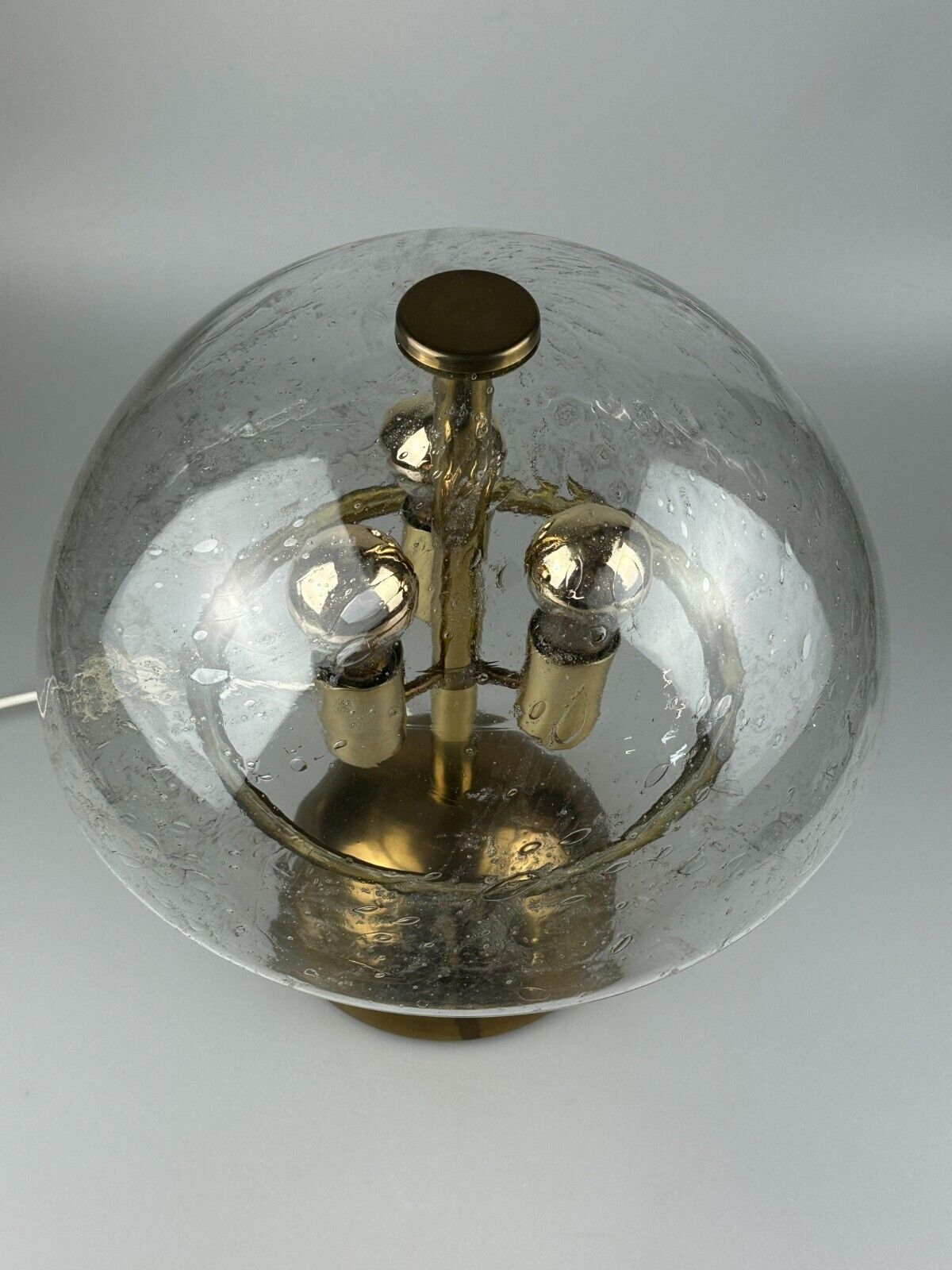 60s 70s table lamp by Doria Leuchten Germany glass brass Space Age