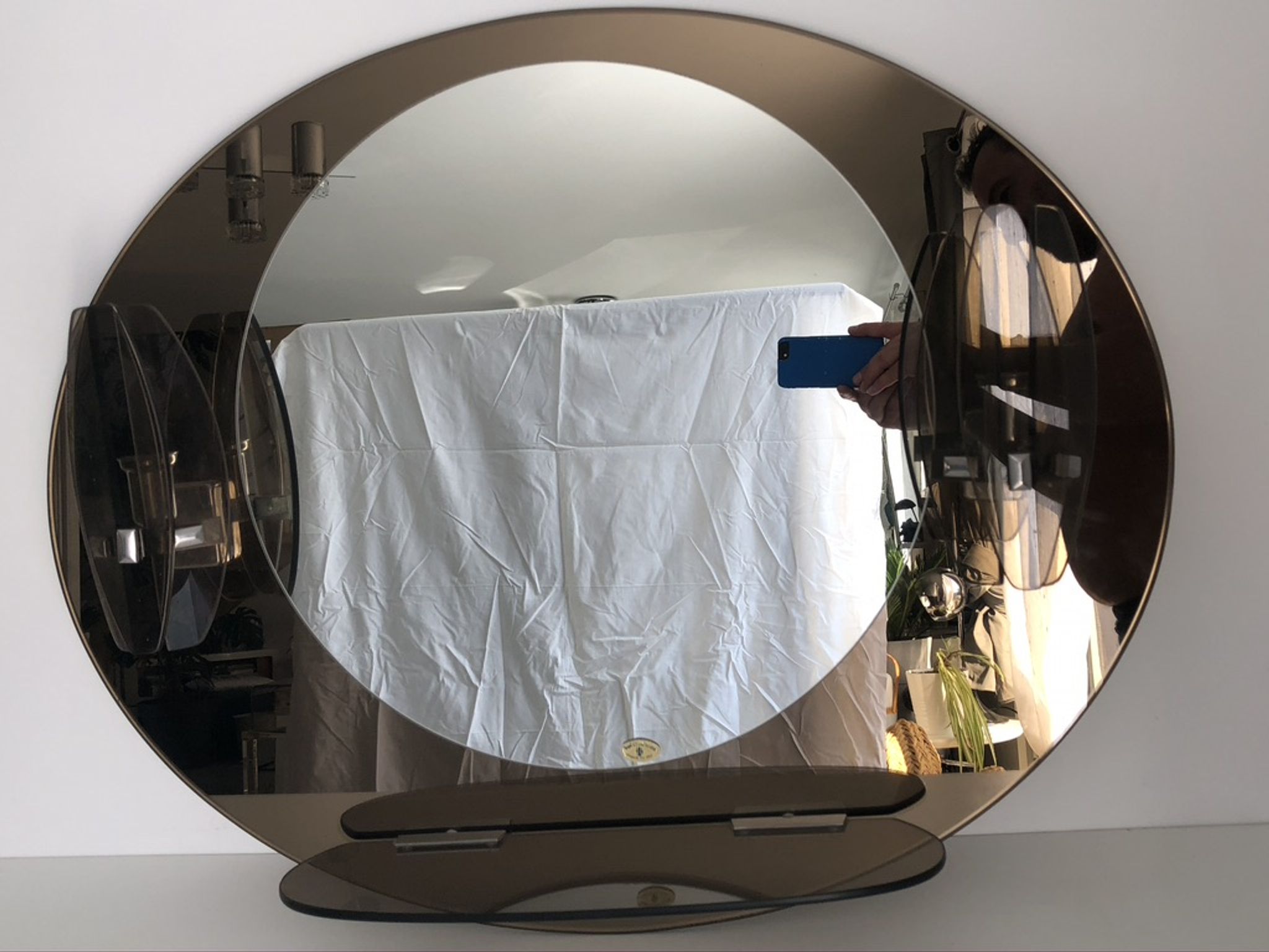 Lupi Crystal Luxor Mirror with 2 integrated wall lights and shelf