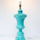 Large turquoise blue table lamp Manises from the 1960s (61 cm)