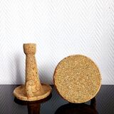 Pair of cork and terracotta candlesticks.