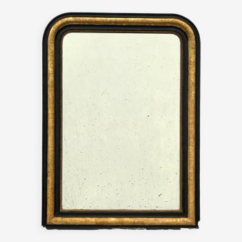 Miroir en bois noir et doré