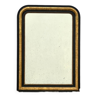 Miroir en bois noir et doré