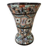 Rare diabolo vase by Jean Gerbino, Vallauris, 15 cm, mixed earths mosaic.