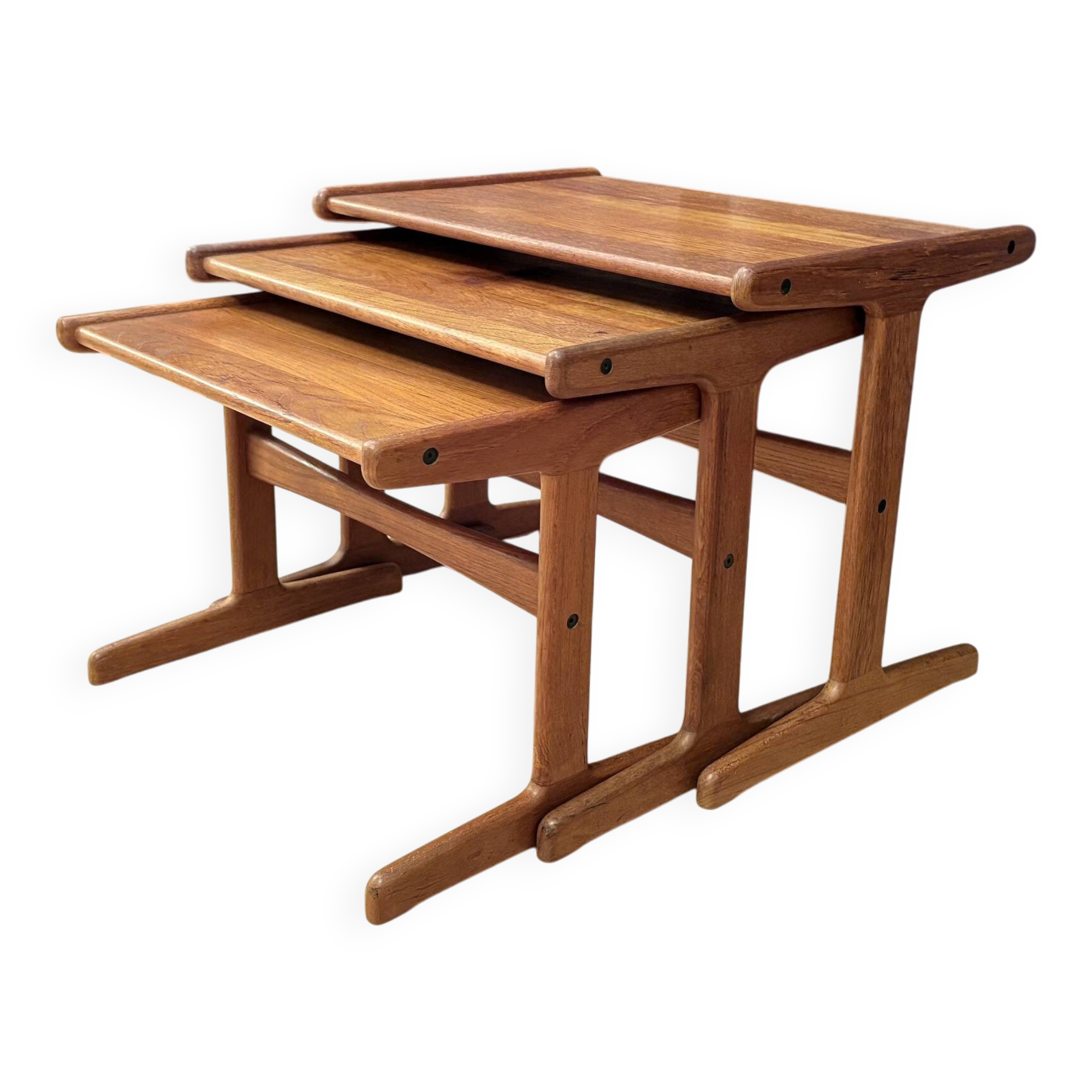 Set of three teak tables, Denmark, 1960s