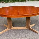 Table scandinave ovale extensible Baumann teck 240cm 1980