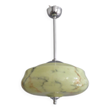 Suspension Art Déco, marbrée avec suspension chromée, années 1930