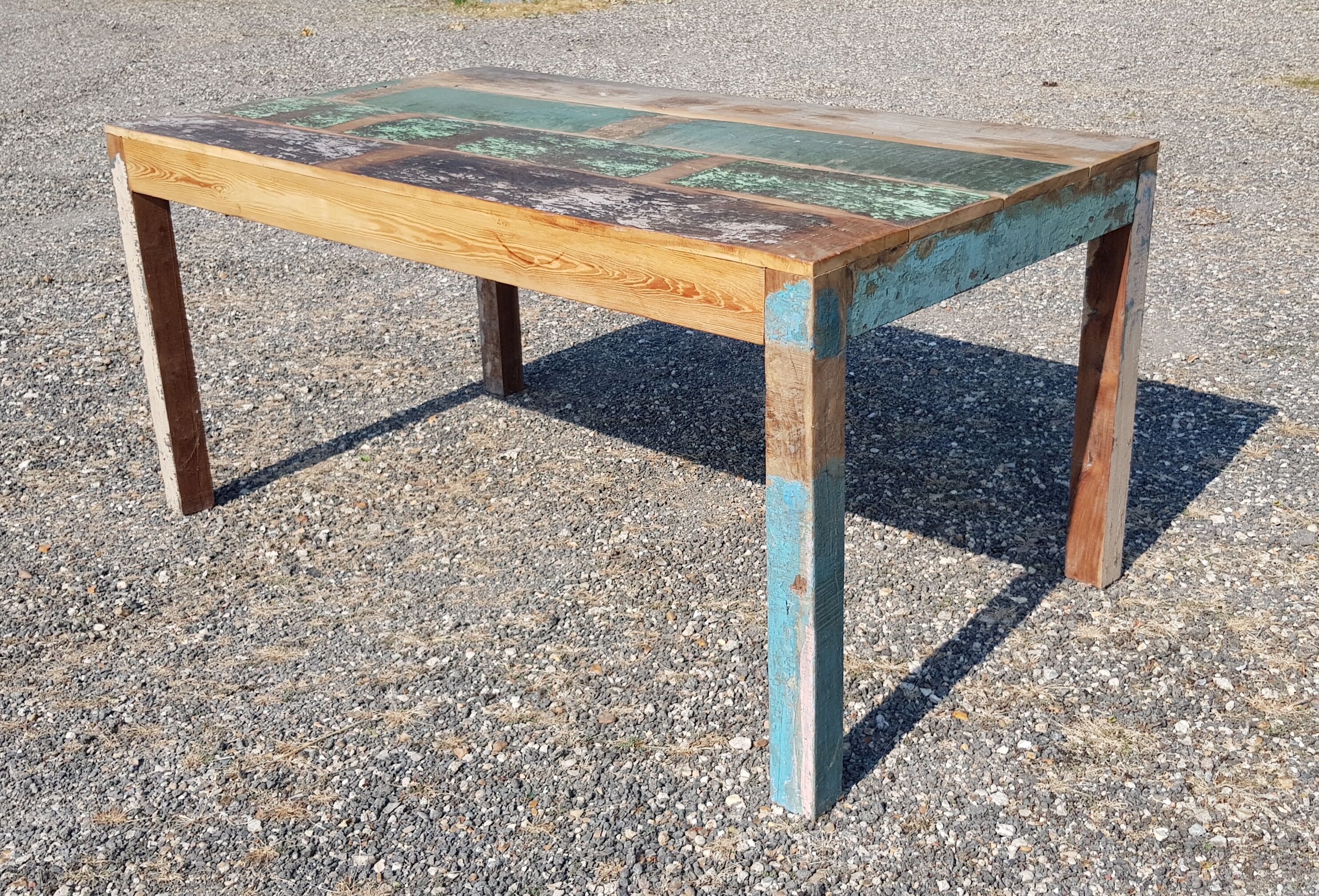 Table à manger rectangulaire en teck polychrome