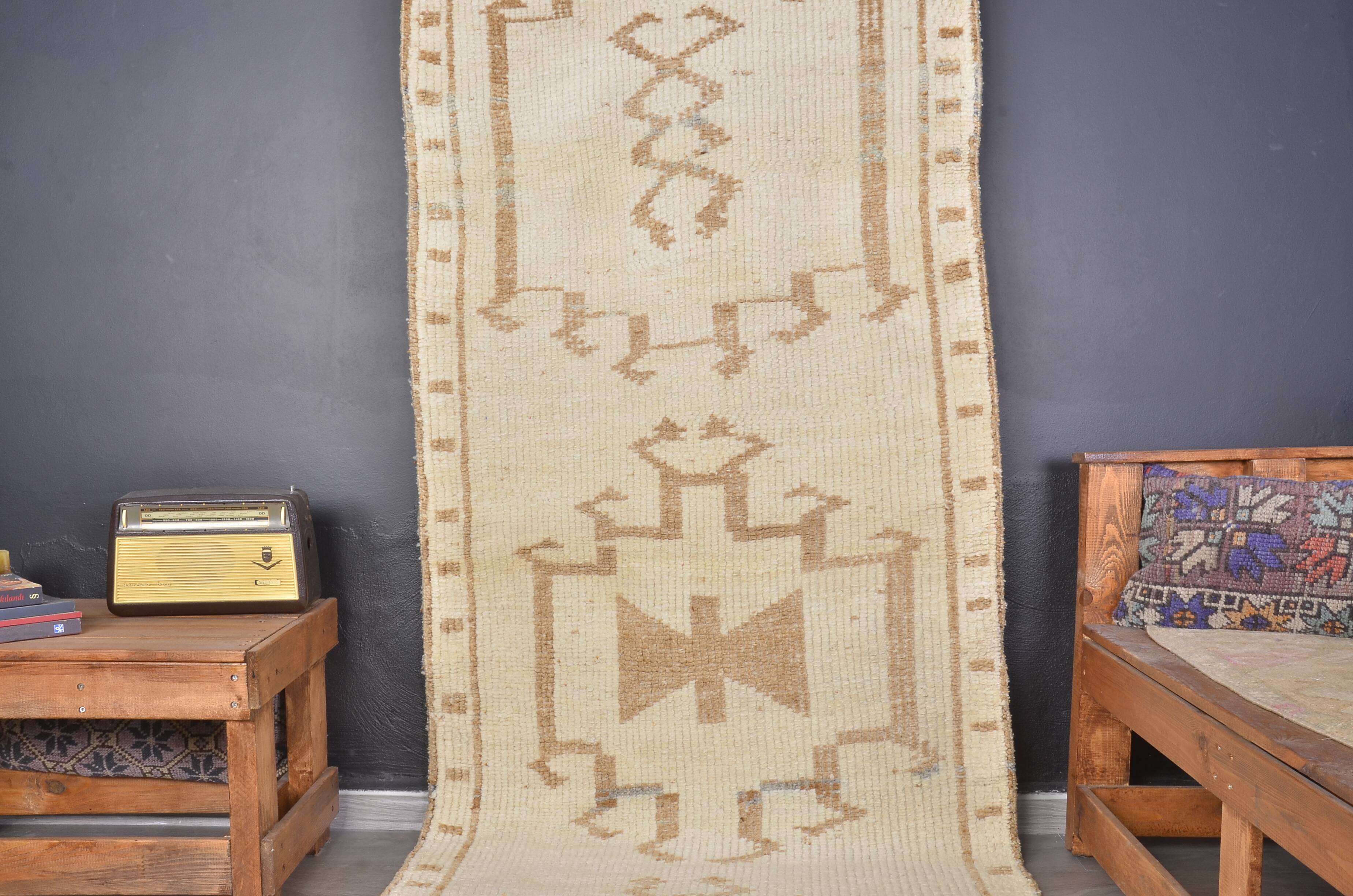 White Kurdish Hallway Runner sku 2409