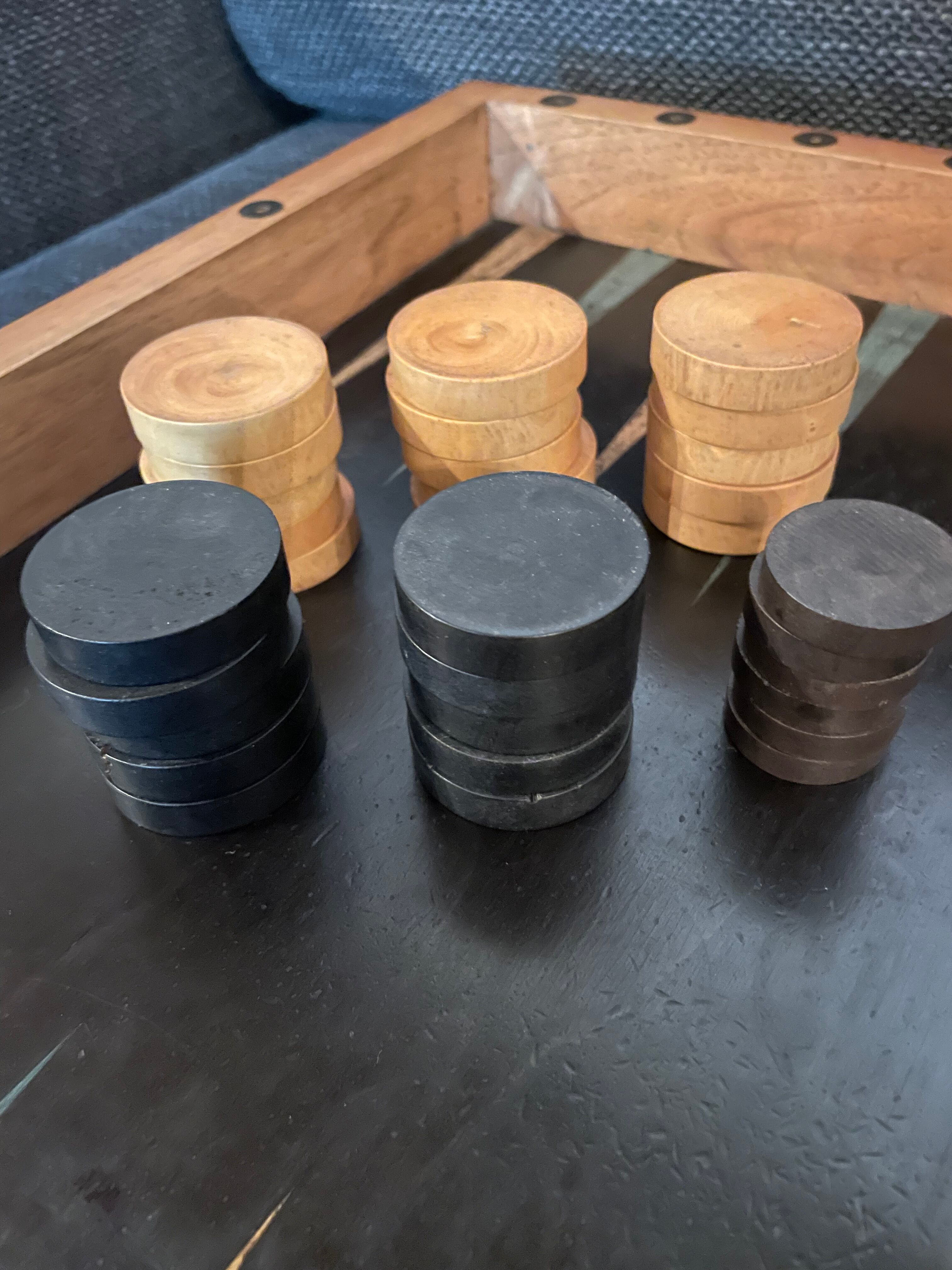 Old wooden backgammon jacquet game