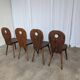 Set of 4 Vintage Brutalist Wooden Chair / Rustic Farmhouse Dining Chair