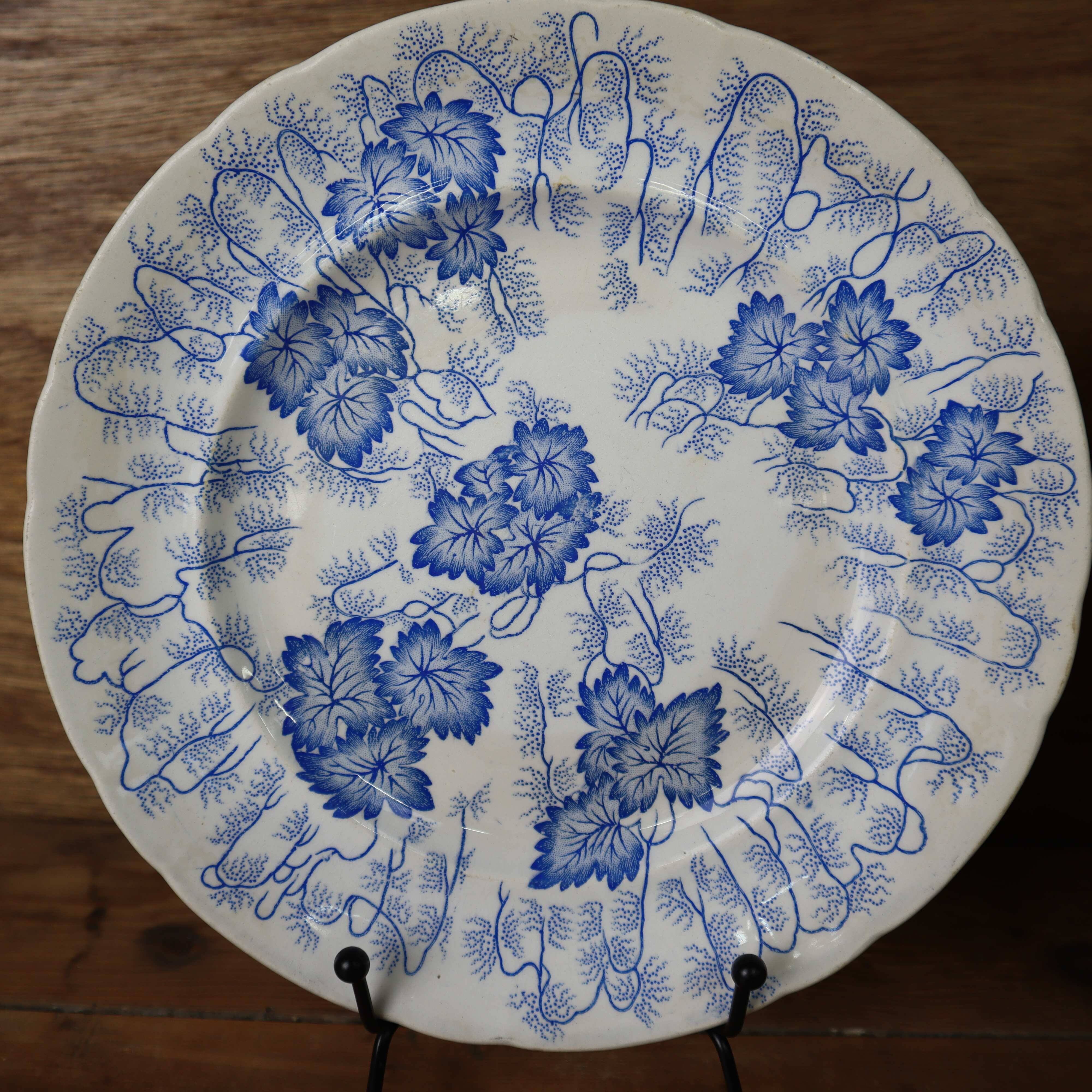 2 assiettes à dessert Terre de Fer modèle "Flora" Creil Montereau
