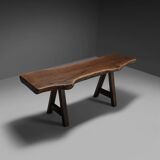 Rustic brutalist table Mobichalet in solid oak, Belgium 1960s