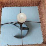 Brutalist lamp 1950 in wrought iron with handmade wool lampshade.