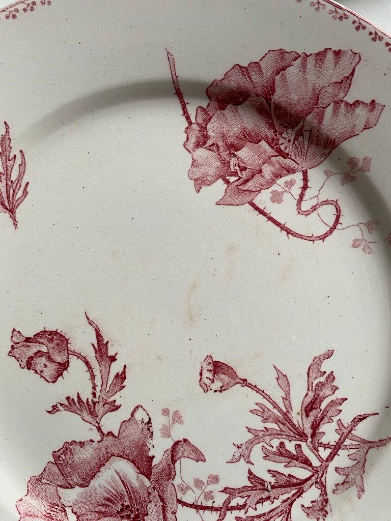 5 red decoration plates
