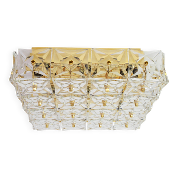 Large recessed lamp in faceted crystal by Kinkeldey, Germany, 1970s.