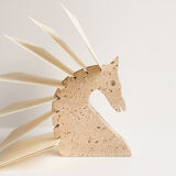Serre-livre "Cheval" en travertin par Fratelli Manelli pour Marble Art Marta