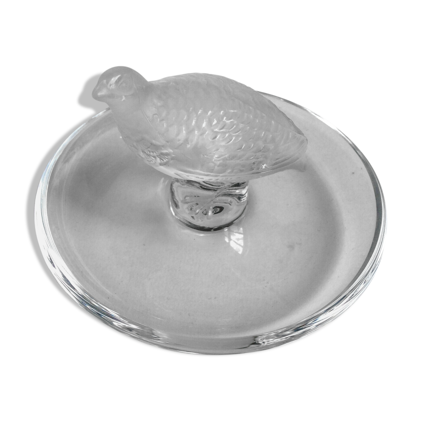 Lalique france empty pocket baguier in molded crystal pressed satin partridge