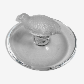 Lalique france empty pocket baguier in molded crystal pressed satin partridge