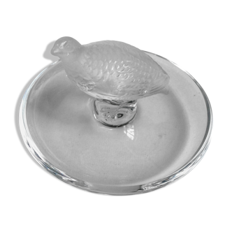 Lalique france empty pocket baguier in molded crystal pressed satin partridge