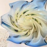 Large Murano centerbowl in blue & amber- Sommerso technique