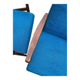 Pair of blue Mid-Century armchairs in fabric by Jiří Jiroutek for Interier Praha (1960s)