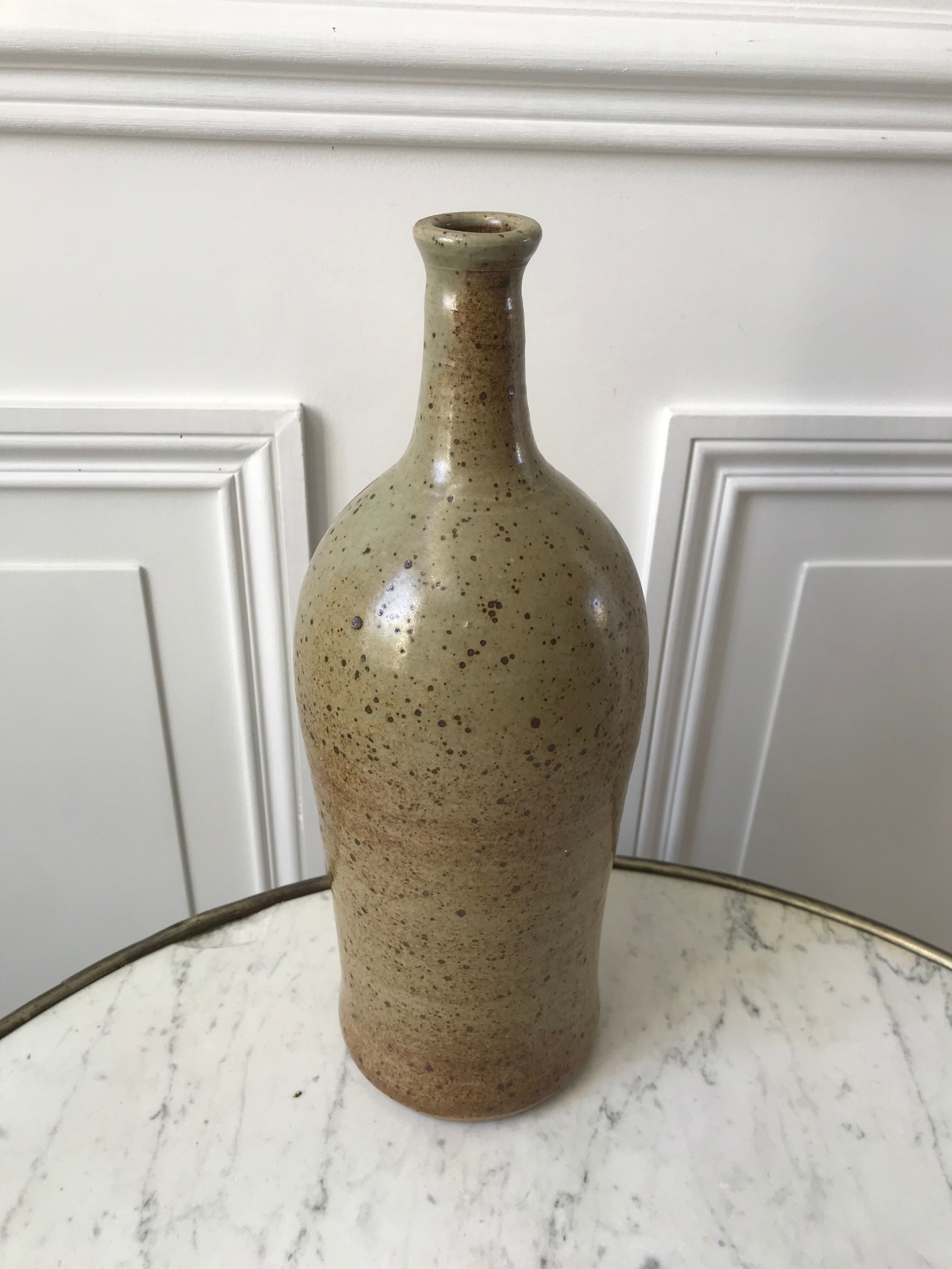 Ceramic bottle / stoneware / pottery vintage 70s signed