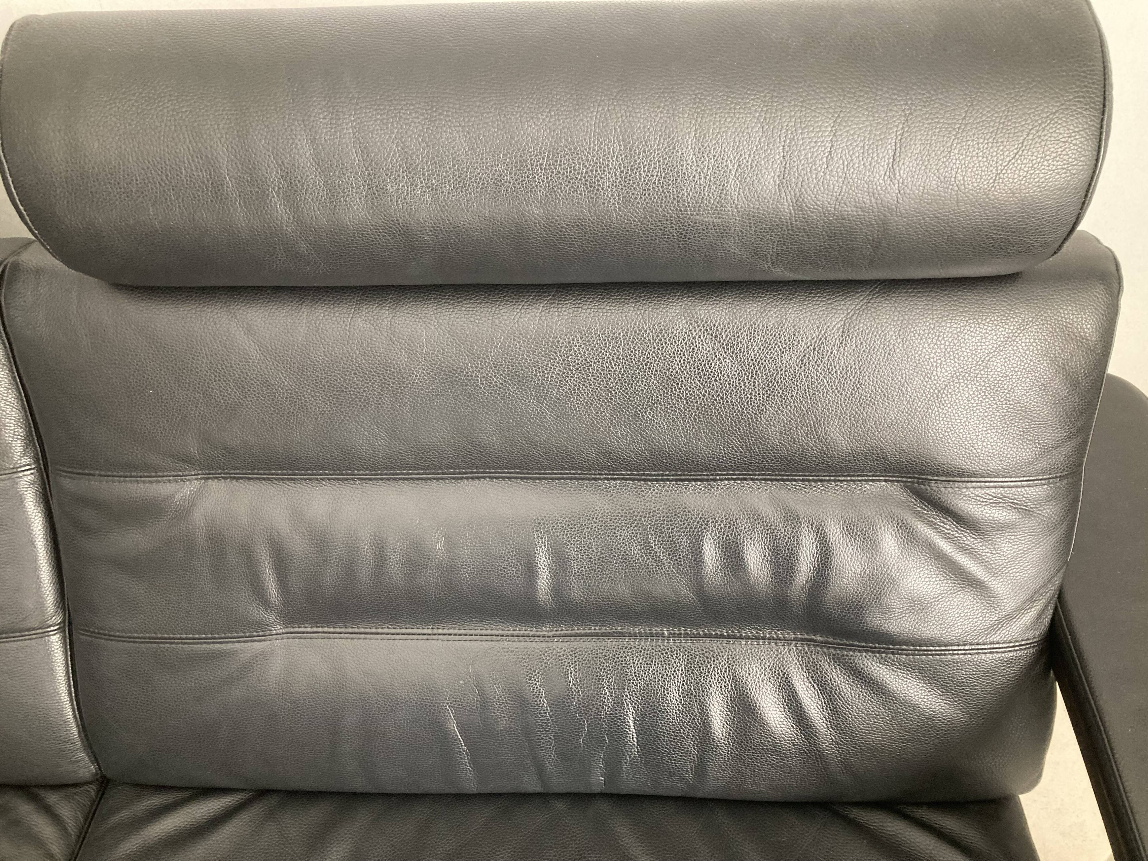 Black leather sofa Nova Roche Bobois