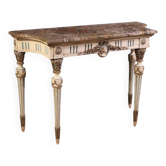 Italian lacquered Louis XVI-style console table with marble top