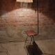Lampadaire cordage vintage porte revue