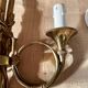 "50s hunting horn wall light, clip-on lampshades"