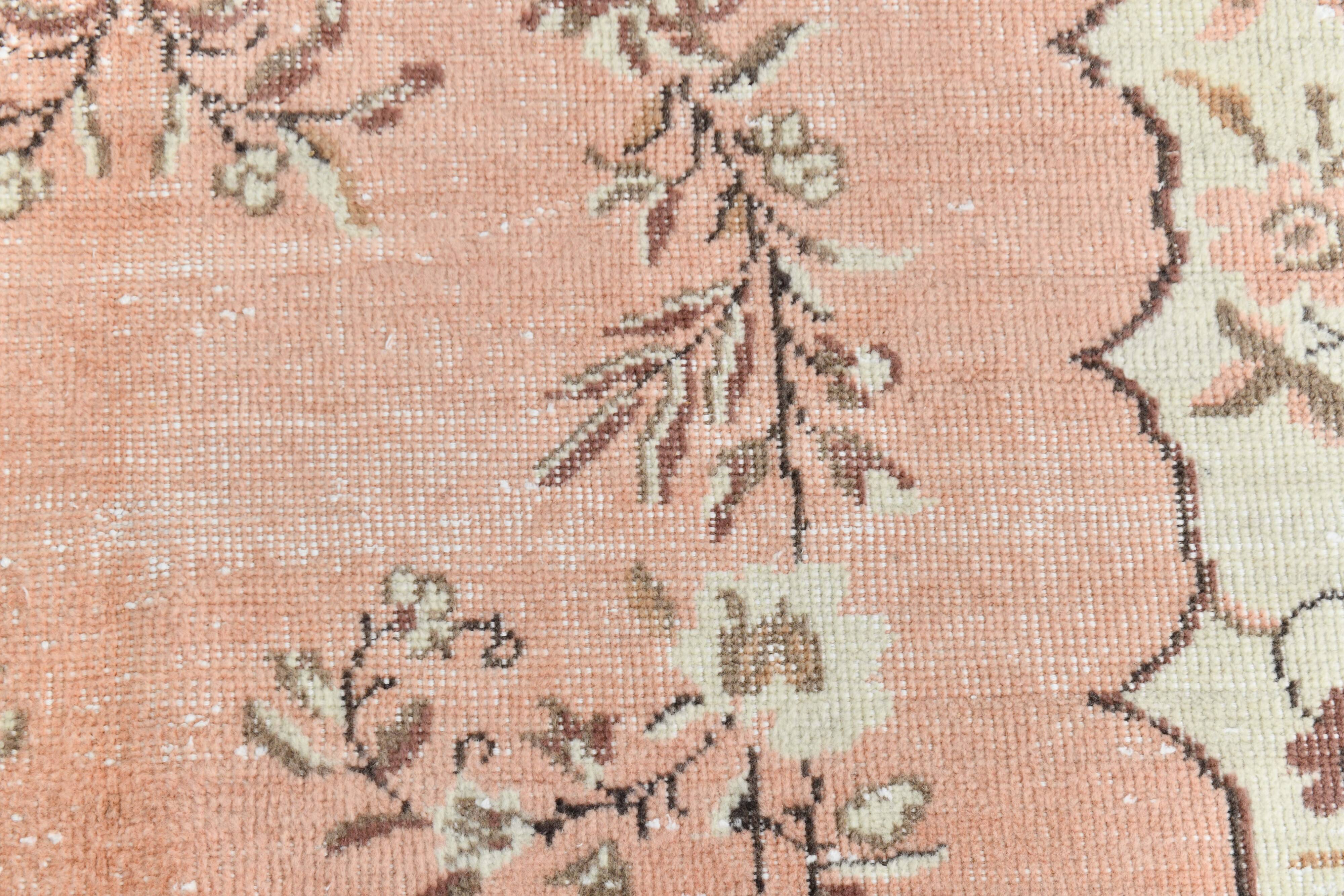 5x8 Vintage Salmon Pink & Brown Old Home Decore Rug