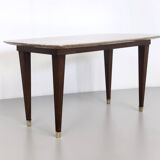 Rectangular Beech Coffee Table by Paolo Buffa with a Pink Travertine Top