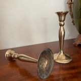 Three vintage brass candle holders