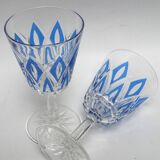 6 water glasses VMC Reims Harlequin blue