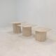 Set of 3 italian travertine coffee or side tables, 1980s