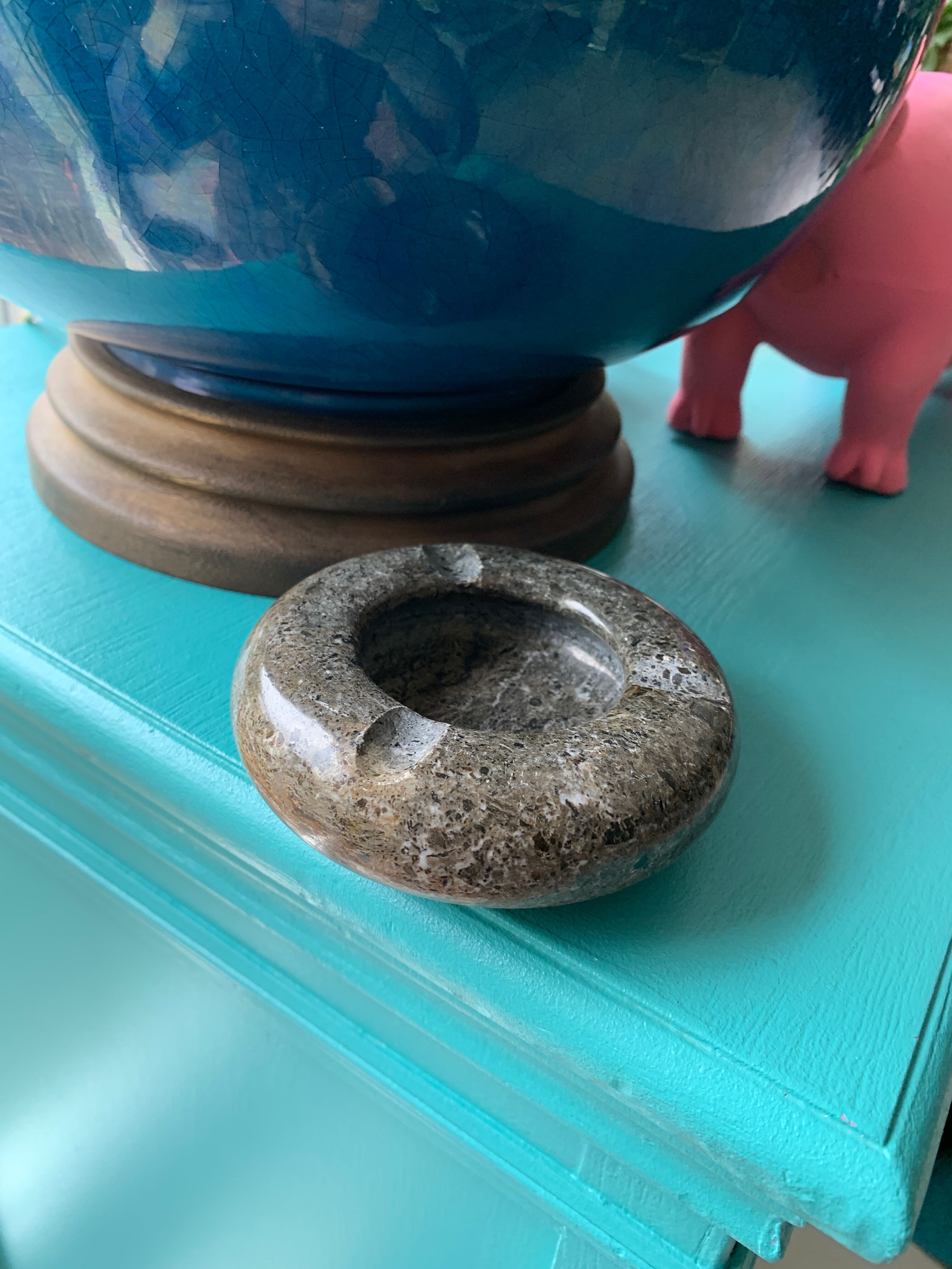 Polished stone ashtray