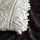 Dessus de lit en coton blanc -  jeté de canapé aux motifs géométriques