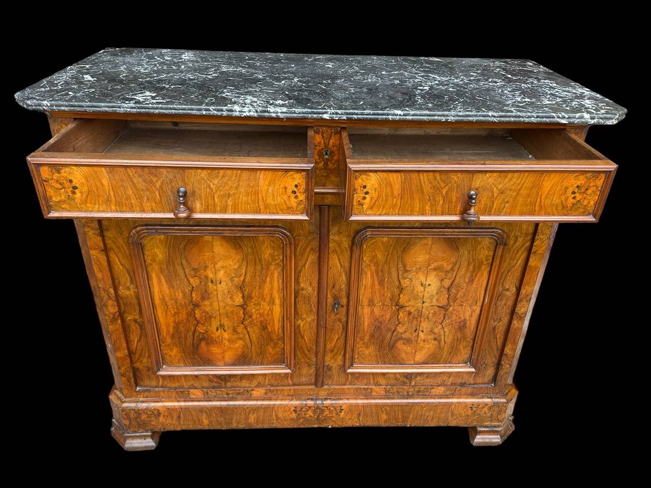 Louis Philippe period sideboard in walnut and marble top 1830's